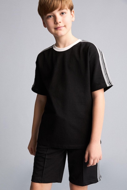 T-shirt oversize en piqué à manches courtes et col rond pour garçon