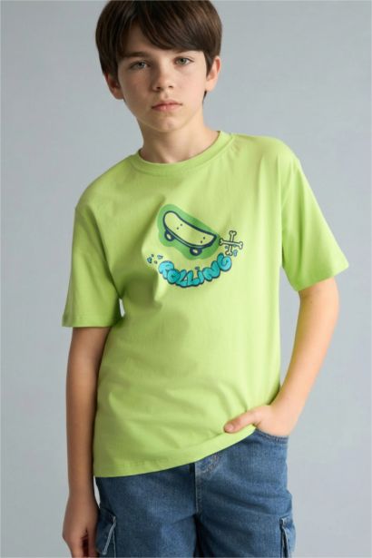 Футболка New Regular Fit для мальчиков с круглым вырезом принтом и коротким рукавом