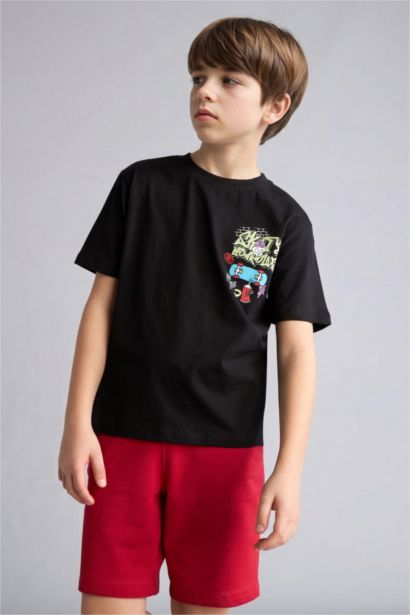 تيشيرت ولادي نص ردن مطبوع قصة عادية برقبة مستديرة