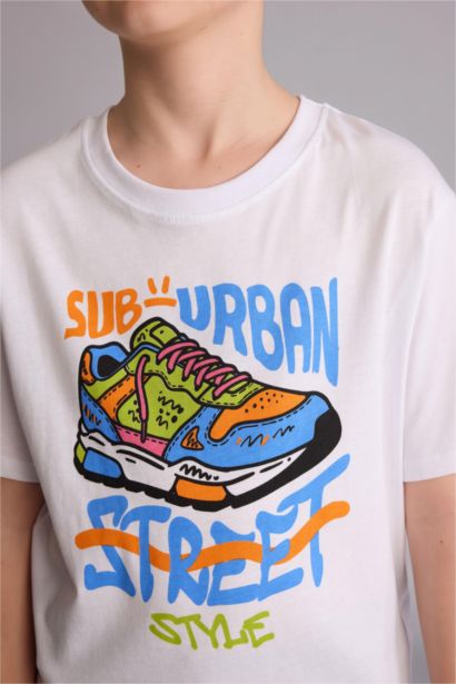 Regular Fit Kısa kollu Baskılı Tişört Erkek Çocuk