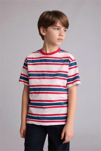 T-shirt rayé à manches courtes Coupe régulière pour garçon