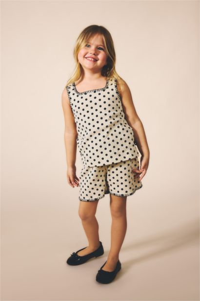 سيت بيبي بناتي منقط قماش كرنكيل - قطعتين