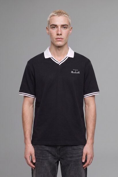 Boxy Fit Printed Short Sleeve Polo T-Shirt