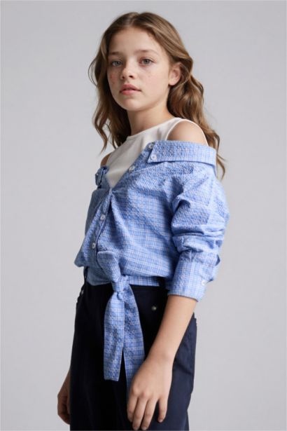 Çift Katmanlı Gofre Dokulu Gömlek Kız Çocuk