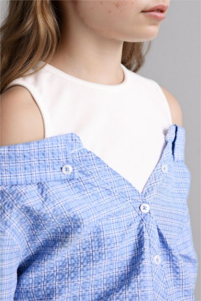 Çift Katmanlı Gofre Dokulu Gömlek Kız Çocuk