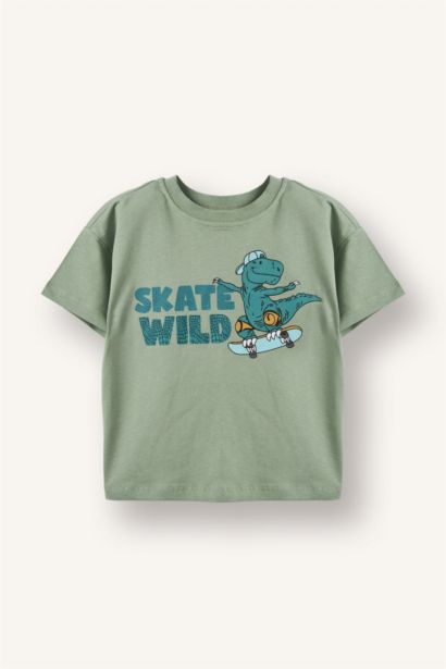 Oversıze Dinozor Baskılı Tişört Erkek Bebek