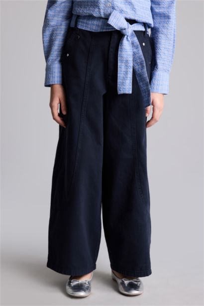 Wıde Baggy Fıt Gabardin Pantolon Kız Çocuk