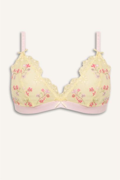 Floral Brode Kapsız Pedsiz Balensiz Trıangle Bra	
