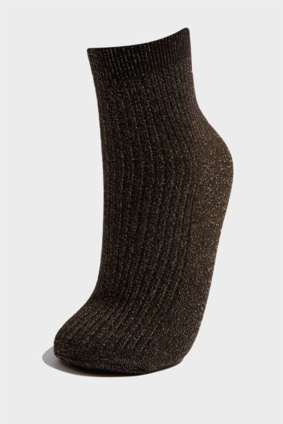 Kadın Simli Parıltılı 3'lü Pamuklu Soket Çorap