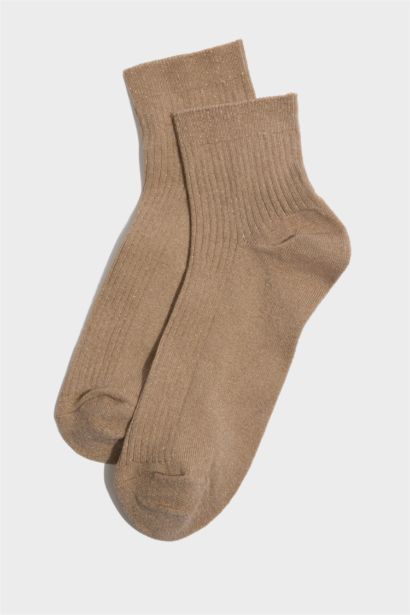 Kadın Simli Parıltılı 3'lü Pamuklu Soket Çorap