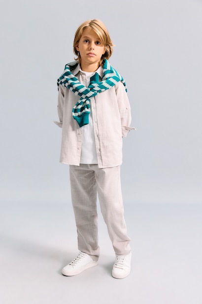 Boy Regular Fit Straight Leg 100% Cotton Trousers