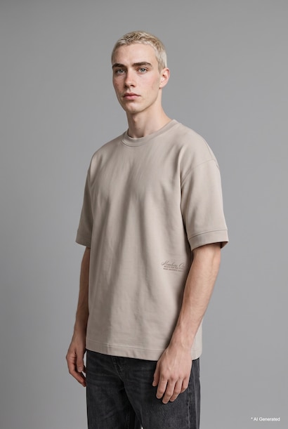 Loose Fit Düşük Omuz Baskılı Tişört