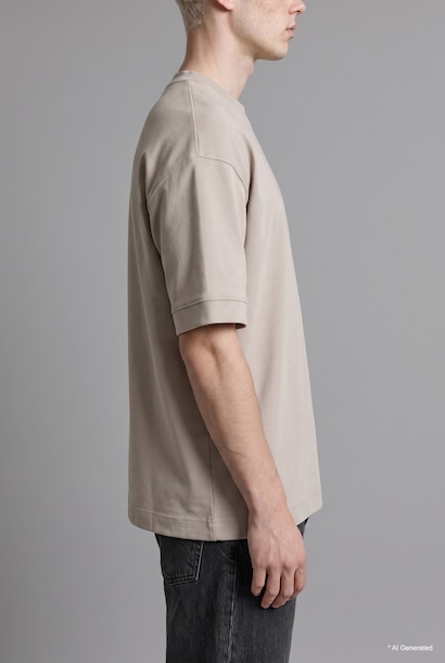 Loose Fit Düşük Omuz Baskılı Tişört