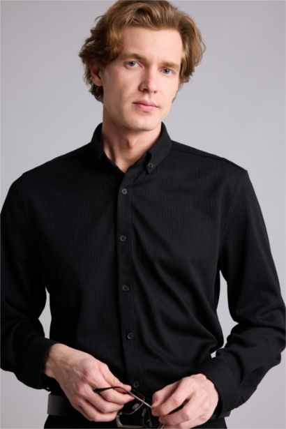 Regular Fıt Polo Yaka Uzun Kollu Gömlek