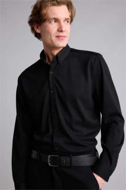 Regular Fıt Polo Yaka Uzun Kollu Gömlek