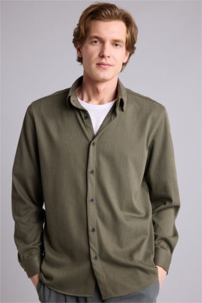 Regular Fıt Polo Yaka Uzun Kollu Gömlek