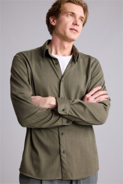 Regular Fıt Polo Yaka Uzun Kollu Gömlek