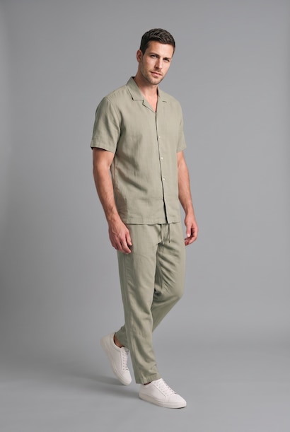 Regular Fit Linen Blended Short Sleeve Shirt