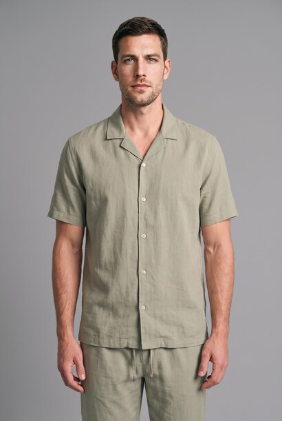 Regular Fit Linen Blended Short Sleeve Shirt
