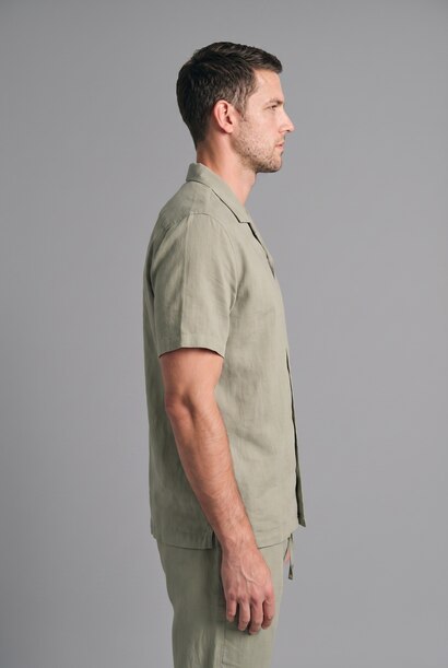 Regular Fit Linen Blended Short Sleeve Shirt