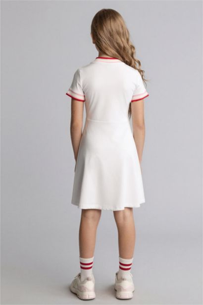 فستان بناتي محبوك نص كم