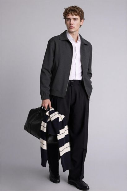 Regular Fıt Polo Yaka Astarlı Fermuarlı Mont