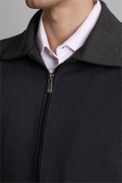 Regular Fıt Polo Yaka Astarlı Fermuarlı Mont