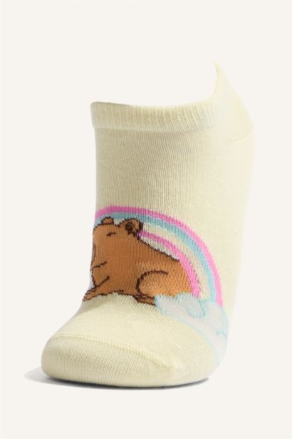 Pamuklu Desenli 5'Li Patik Çorap Kız Çocuk