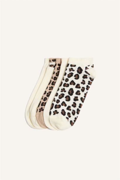 Kadın Hayvan Baskılı 5'li Pamuklu Patik Çorap