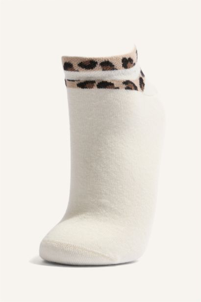 Kadın Hayvan Baskılı 5'li Pamuklu Patik Çorap