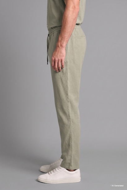 Breathable Relax Fit Elastic Waist Stretch Fabric Trousers