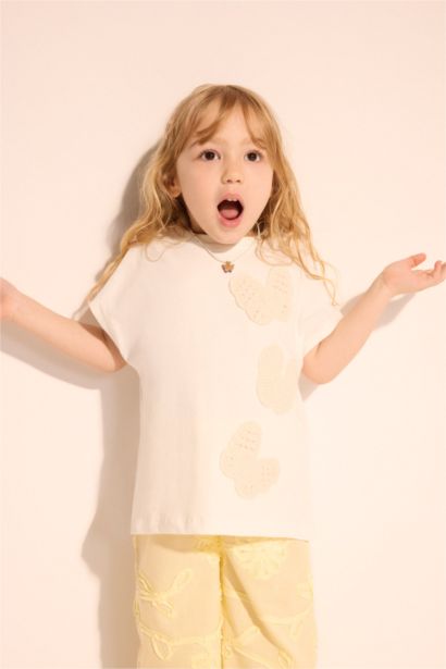 Baby Girl Regular Fit 3D Short Sleeve T-Shirt