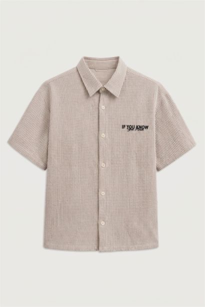 Boxy Fit Crinkle Short Sleeve Shirt