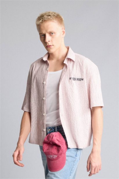 Boxy Fit Crinkle Short Sleeve Shirt