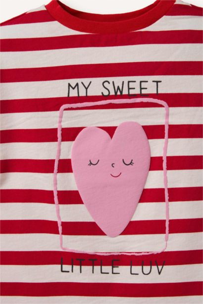 Çizgili Penye Tişört Kız Bebek