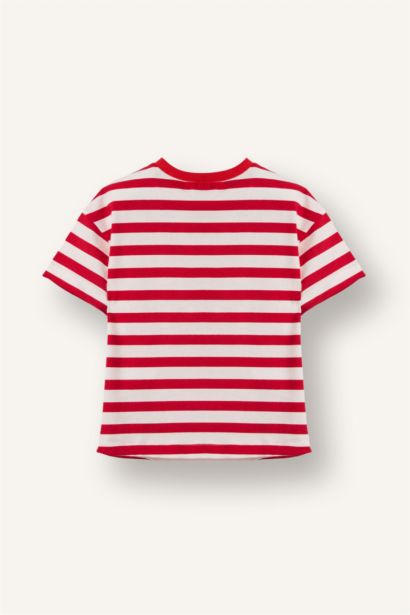 Çizgili Penye Tişört Kız Bebek