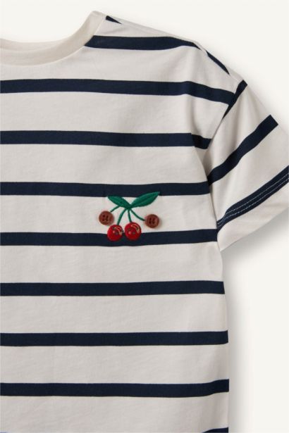 Çizgili Penye Tişört Kız Bebek