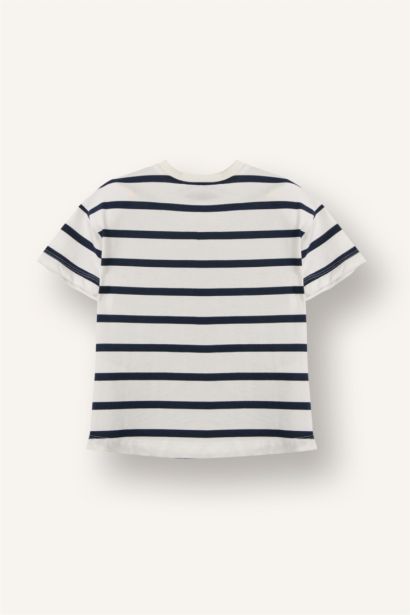 Çizgili Penye Tişört Kız Bebek