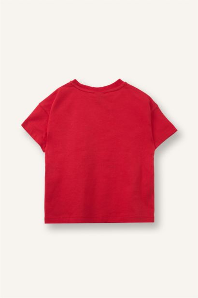 %100 Pamuk Hello Kitty  Penye Kısa Kollu Tişört Kız Bebek