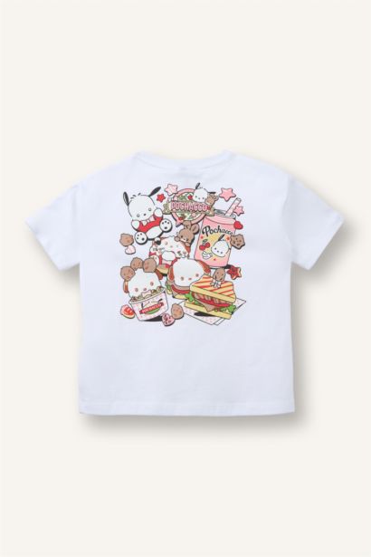 %100 Pamuk Pochacco Penye Kısa Kollu Tişört Kız Bebek