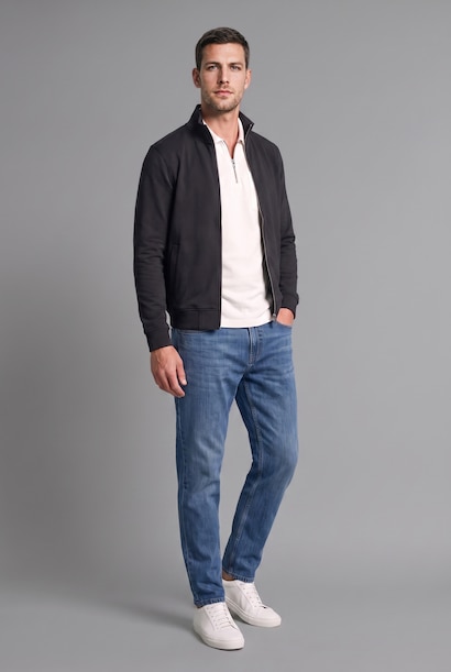 Regular Fit High Neck Zippered Cardigan