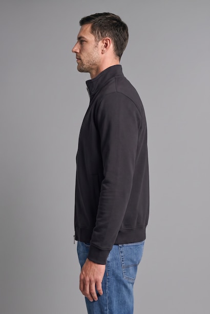 Regular Fit High Neck Zippered Cardigan