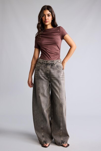 Jean barrel fit taille haute et jambes droites