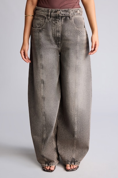 Jean barrel fit taille haute et jambes droites