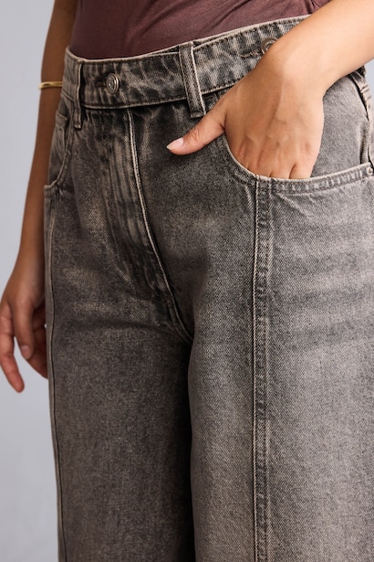 Jean barrel fit taille haute et jambes droites