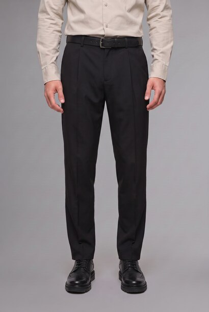 Baggy Fit Elastic Waist Straight Leg Basic Trousers