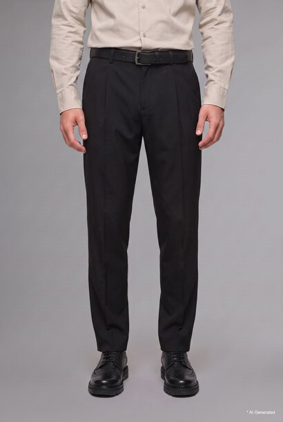 Baggy Fit Elastic Waist Straight Leg Basic Trousers