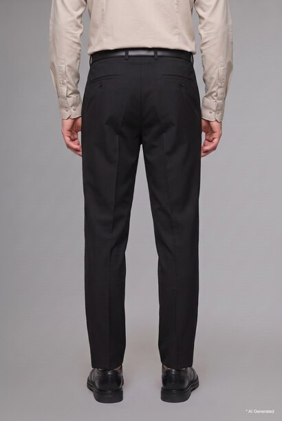 Baggy Fit Elastic Waist Straight Leg Basic Trousers