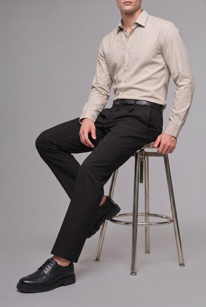 Baggy Fit Elastic Waist Straight Leg Basic Trousers