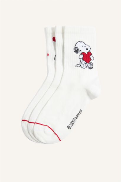 Snoopy Lisanslı Pamuklu 3'Lü Çorap